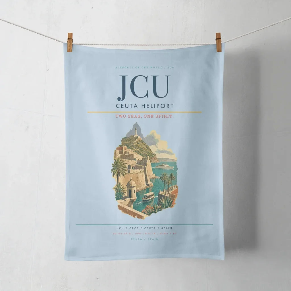Ceuta Heliport (JCU) design on light blue towel