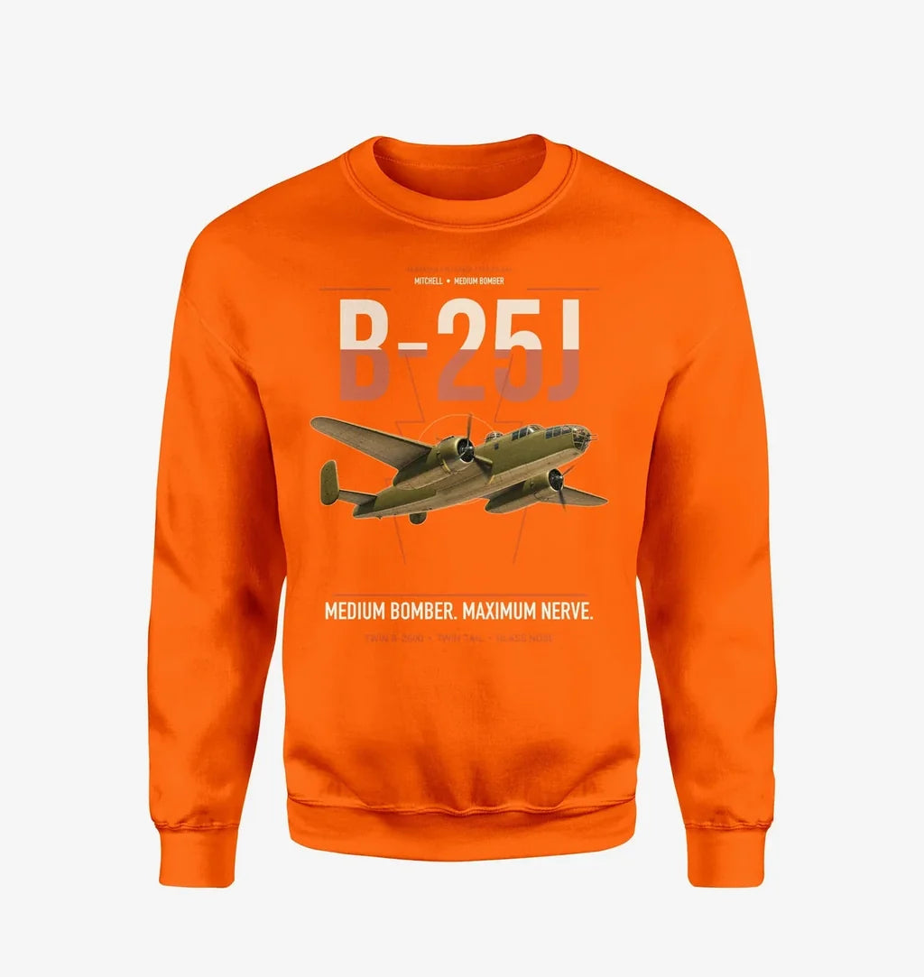 B-25J Mitchell design on orange sweatshirt