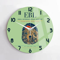 Thumbnail for Erbil International Airport (EBL) design on light green no frame wall clock