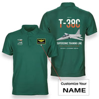 Thumbnail for T-38C Talon design on green+name double-side polo t-shirt, double-side print