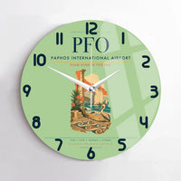 Thumbnail for Paphos International Airport (PFO) design on light green no frame wall clock