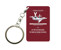 Thumbnail for Cessna Citation X+ design on dark red designed key chain, double-side print
