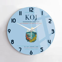Thumbnail for Kagoshima Airport (KOJ) design on light blue no frame wall clock