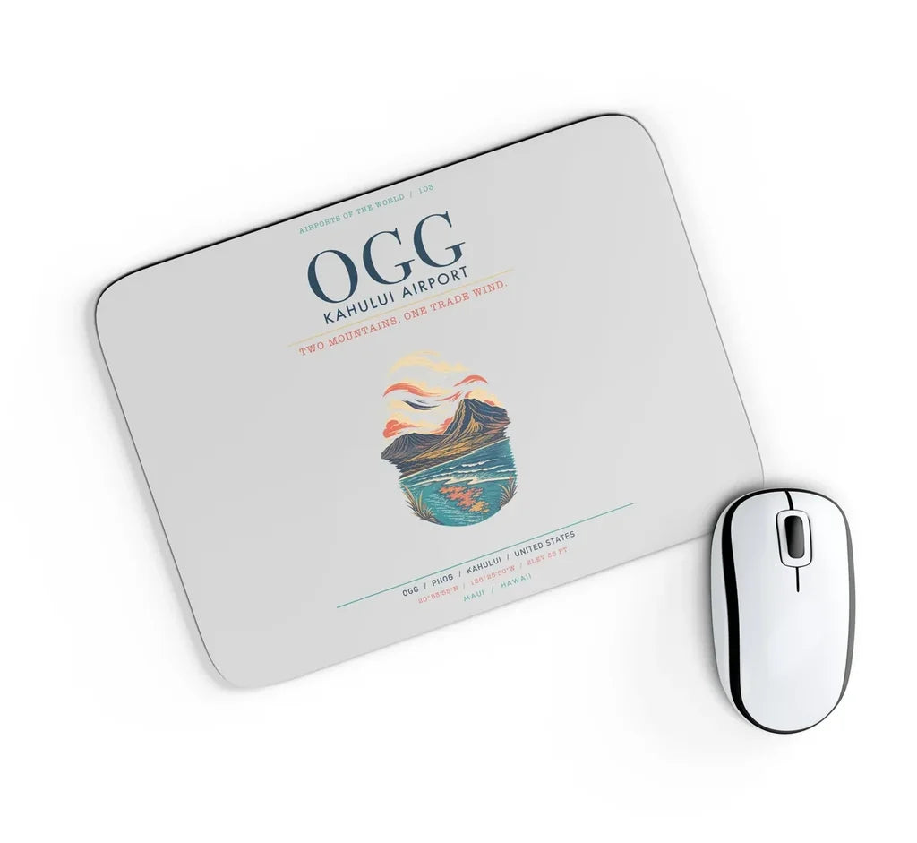 Kahului Airport (OGG) design on light gray rectangle mouse pad