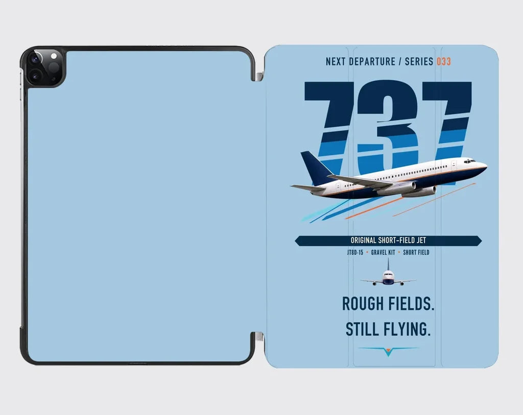 Boeing 737-200 design on light blue ipad tablet case