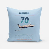 Thumbnail for Bombardier Learjet 70 design on light blue pillow