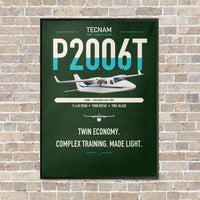 Thumbnail for Tecnam P2006T vertical canvas print - framed - dark green background
