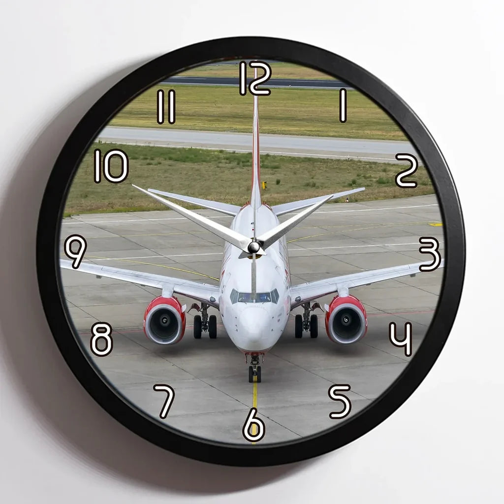 Face to Face with Boeing 737 aviation design on premium wood and metal wall clock.