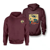 Thumbnail for VINTAGE G4389 - The Threshing Day Flyover - Double-Side Hoodie design on darkred double side