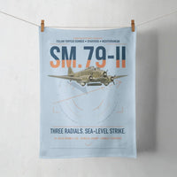 Thumbnail for Savoia-Marchetti SM.79-II Sparviero design on light blue towel