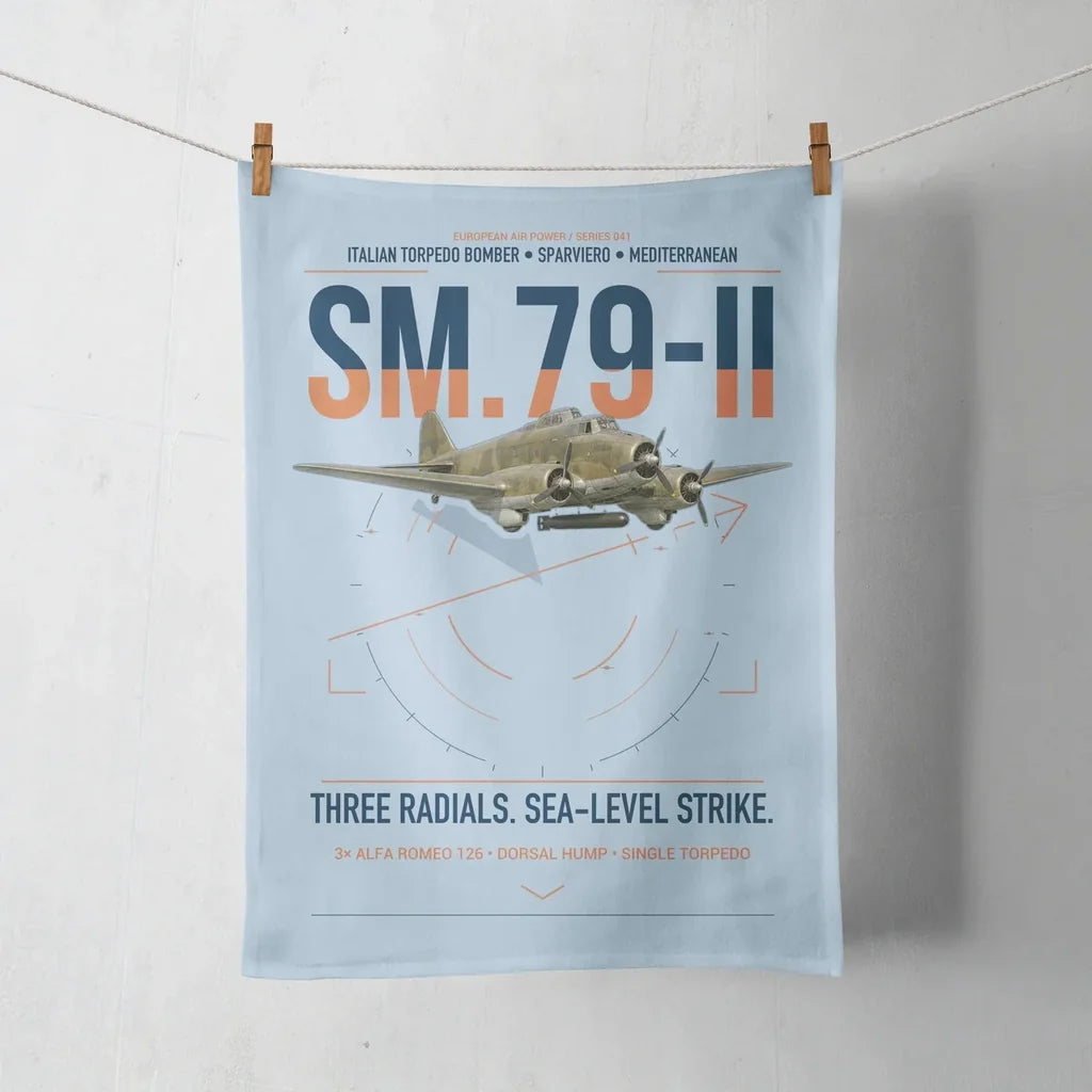 Savoia-Marchetti SM.79-II Sparviero design on light blue towel