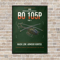 Thumbnail for MBB BO 105P PAH-1 vertical canvas print - framed - dark green background