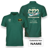 Thumbnail for Cessna 172 Skyhawk design on green+name double-side polo t-shirt, double-side print