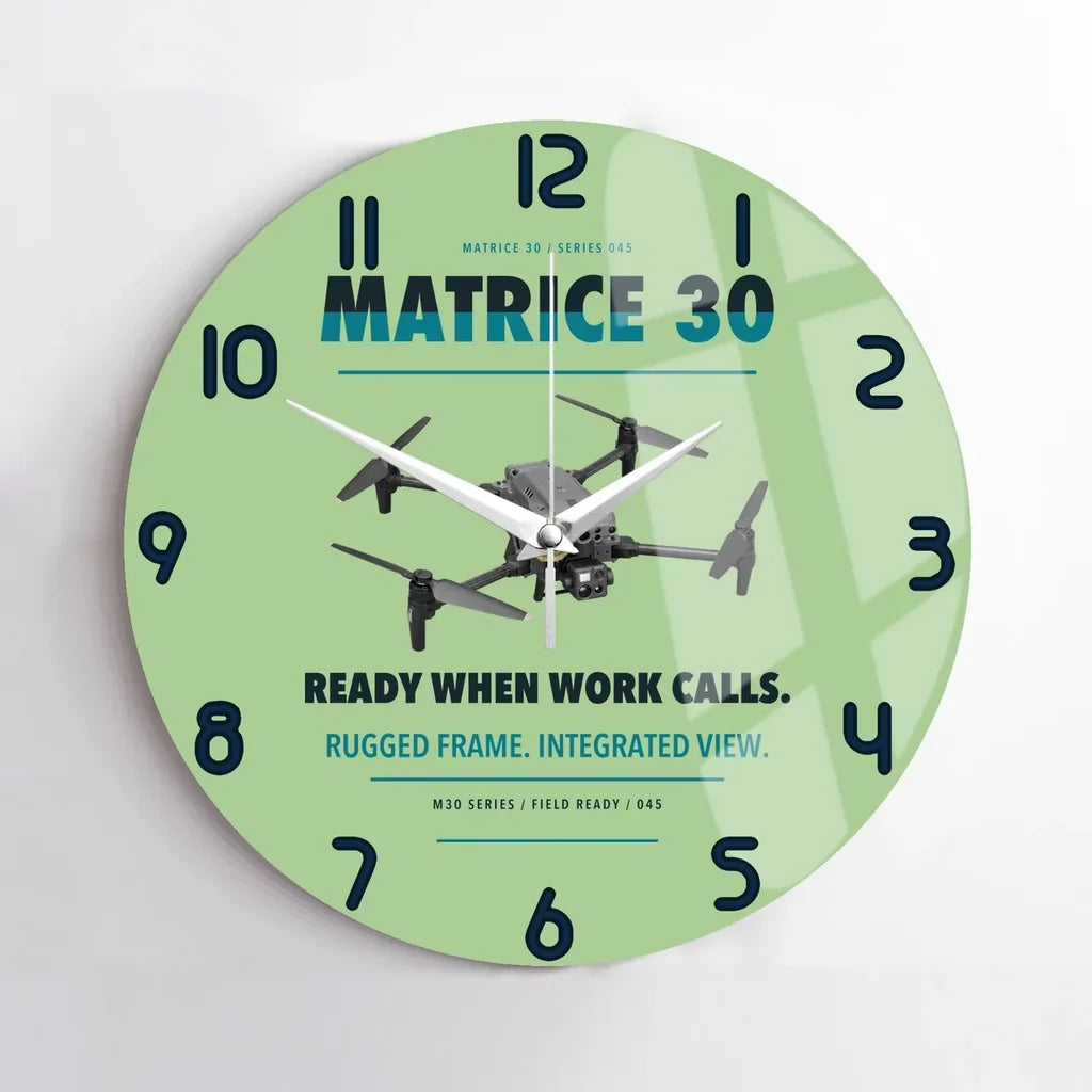 DJI Matrice 30 design on light green no frame wall clock