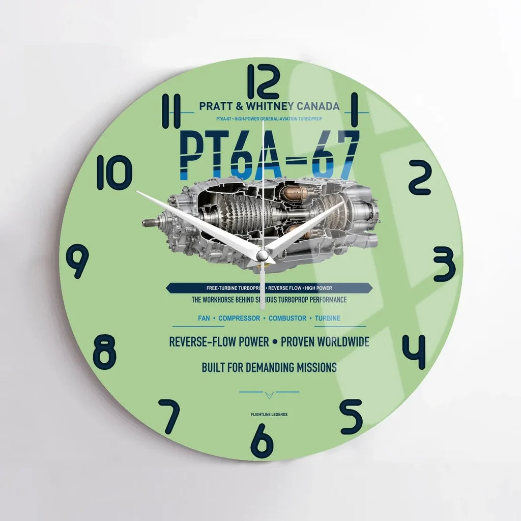 PT6A-67 design on light green no frame wall clock