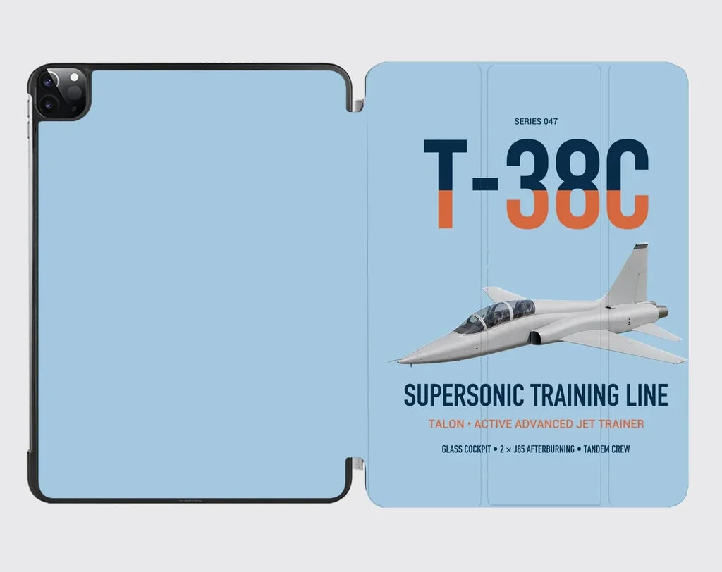 T-38C Talon design on light blue ipad tablet case
