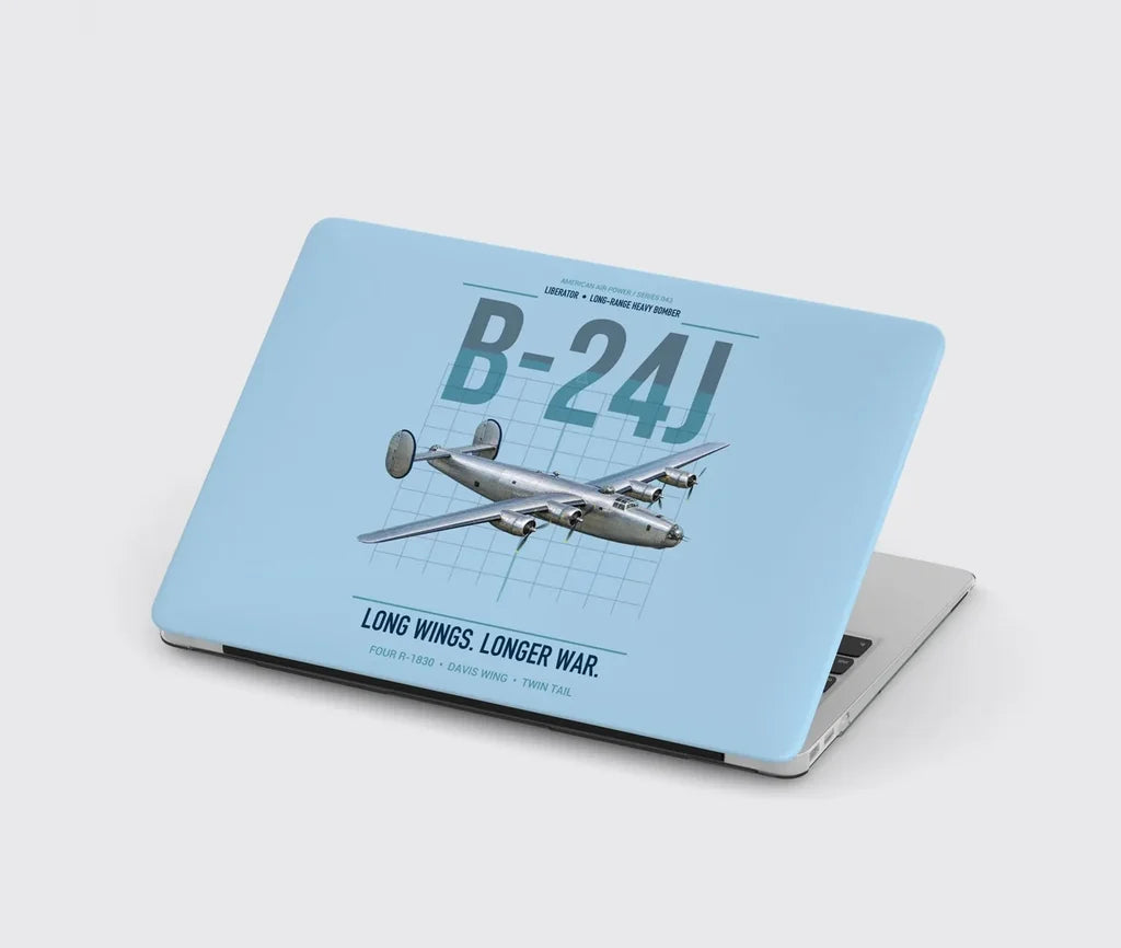 B-24J Liberator design on light blue MacBook case
