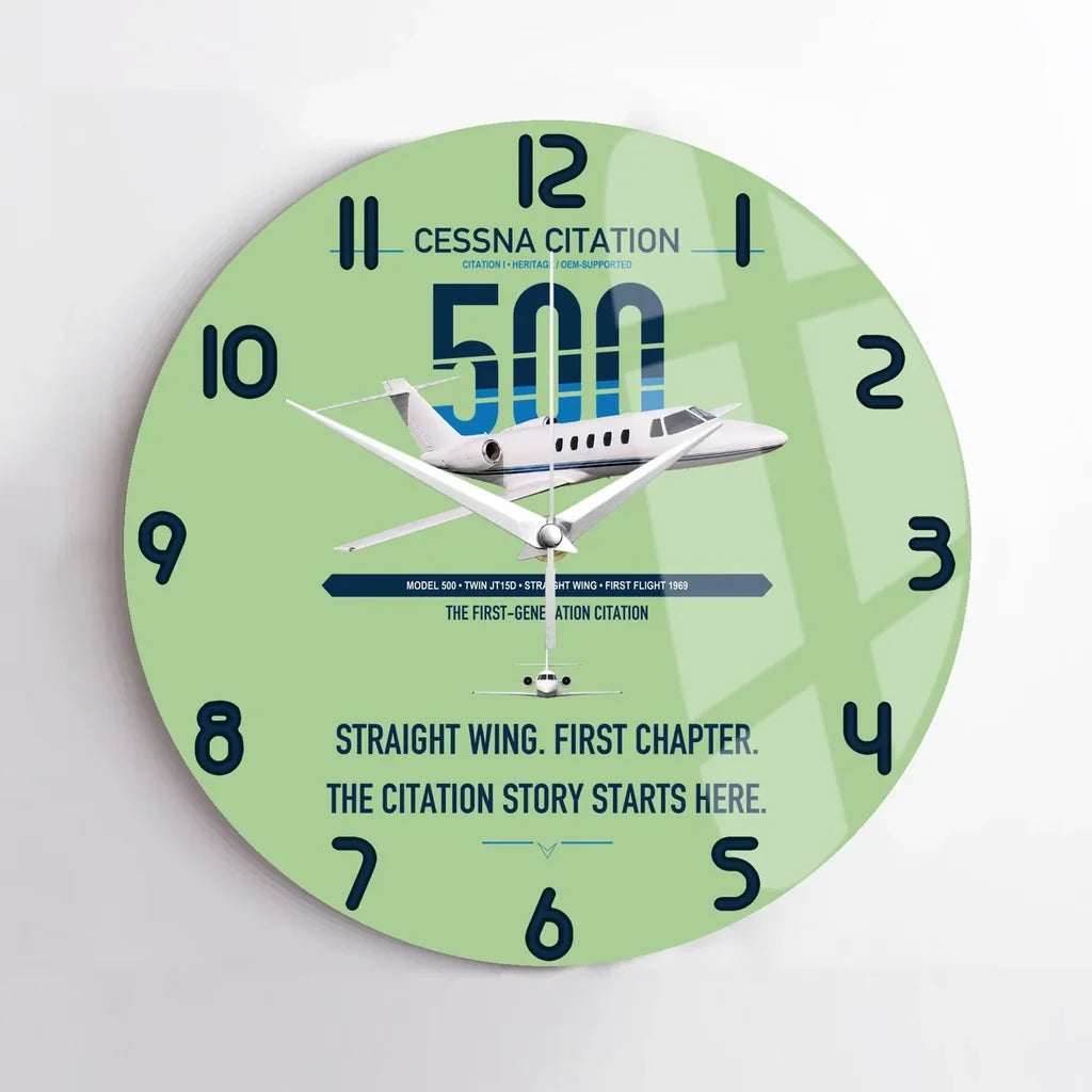 Cessna Citation 500 - Citation I design on light green no frame wall clock