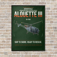 Thumbnail for Aérospatiale SA 316B Alouette III vertical canvas print - framed - dark green background