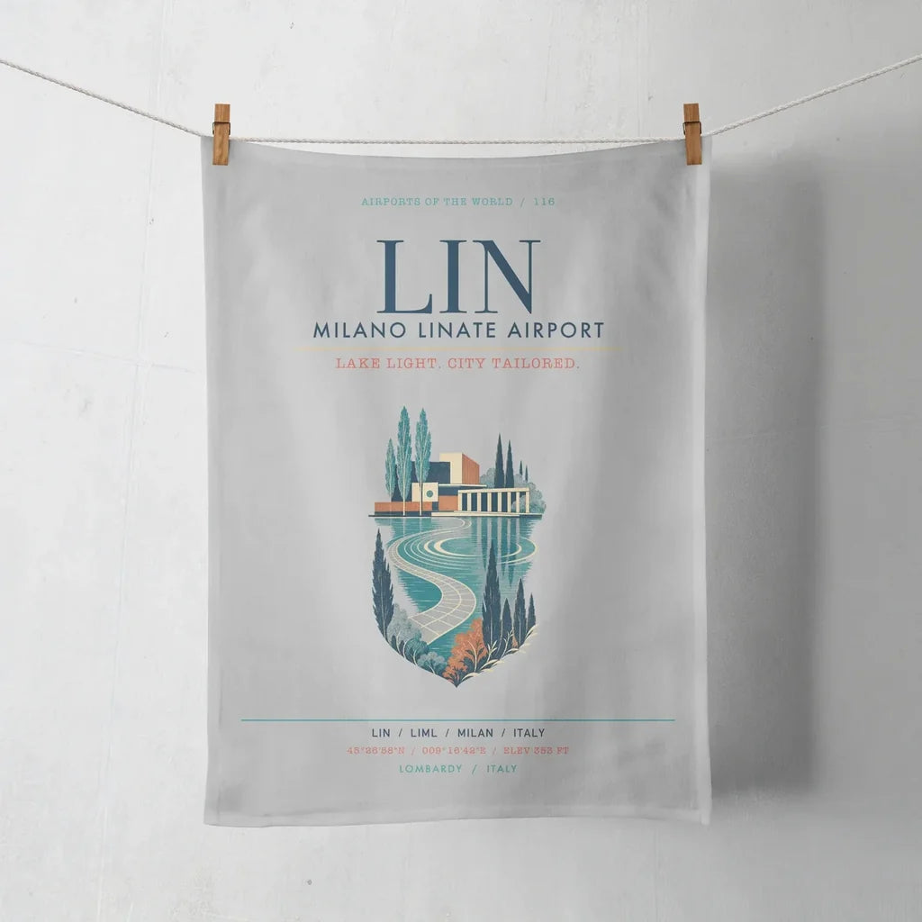 Milano Linate Airport (LIN) design on light gray towel