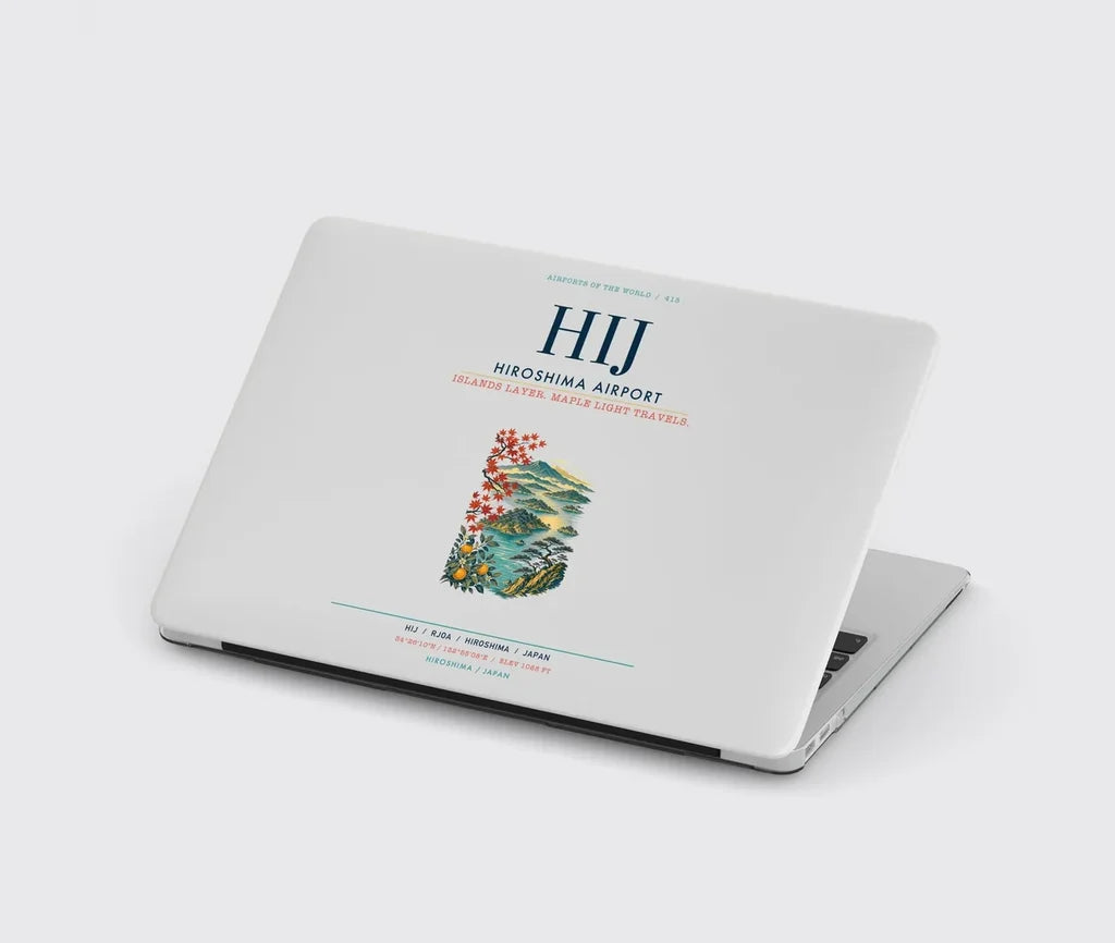 Hiroshima Airport (HIJ) design on light gray MacBook case