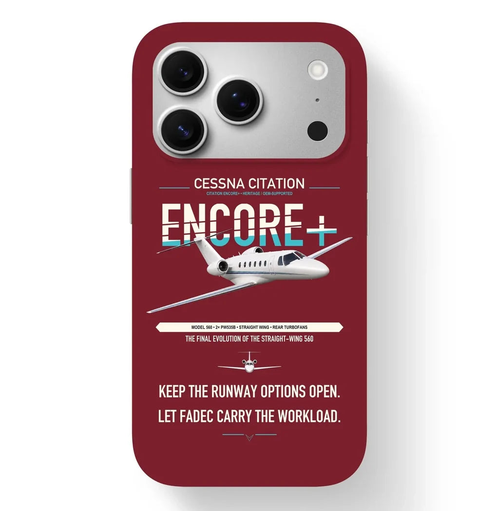 Cessna Citation Encore+ design on dark red magsafe iphone case, for iPhone 17 Pro