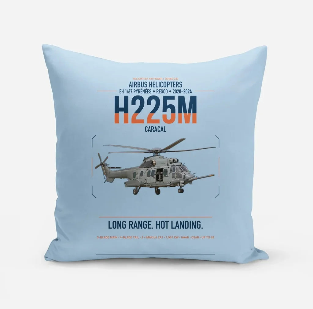 Airbus Helicopters H225M Caracal design on light blue pillow