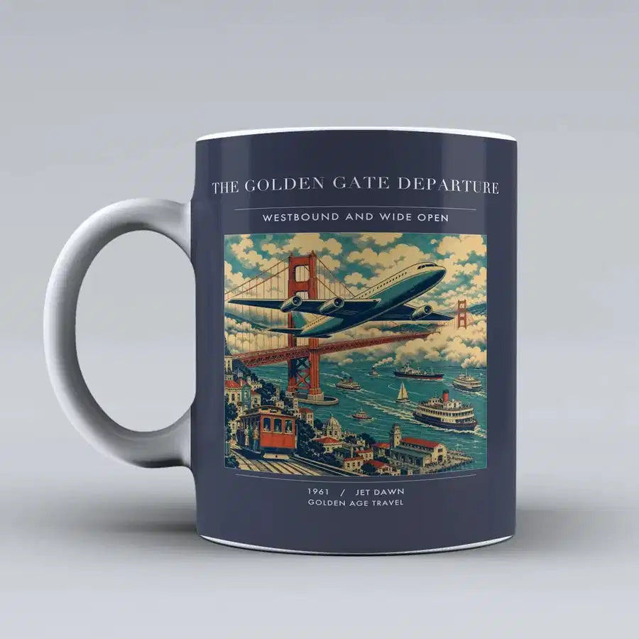 VINTAGE G4116 - The Golden Gate Departure - Ceramic Mug design on darkblue