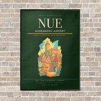 Thumbnail for Nuremberg Airport NUE vertical canvas print - framed - dark green background