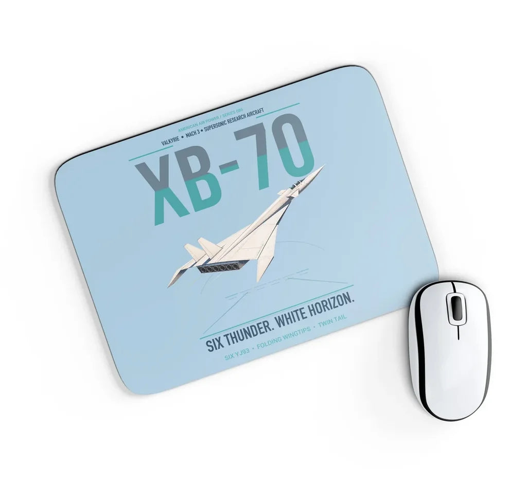 XB-70A Valkyrie design on light blue rectangle mouse pad