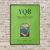 Thumbnail for Québec City Jean Lesage International Airport YQB vertical canvas print - framed - light green background