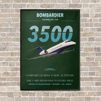 Thumbnail for Bombardier Challenger 3500 vertical canvas print - framed - dark green background