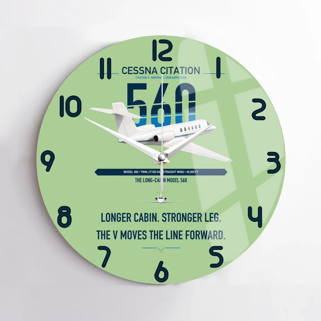 Cessna Citation 560 - Citation V design on light green no frame wall clock