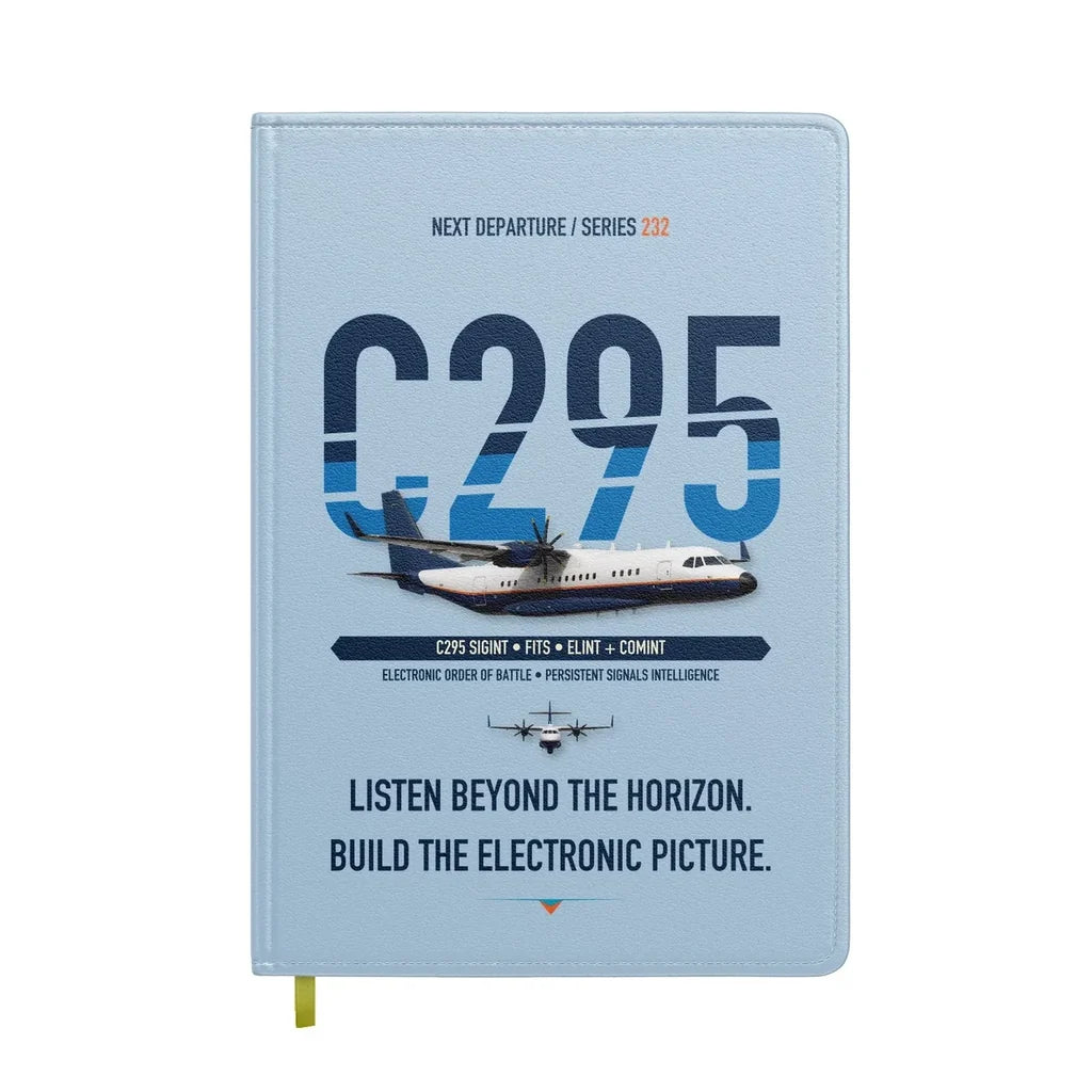Airbus C295 SIGINT design on light blue notebook