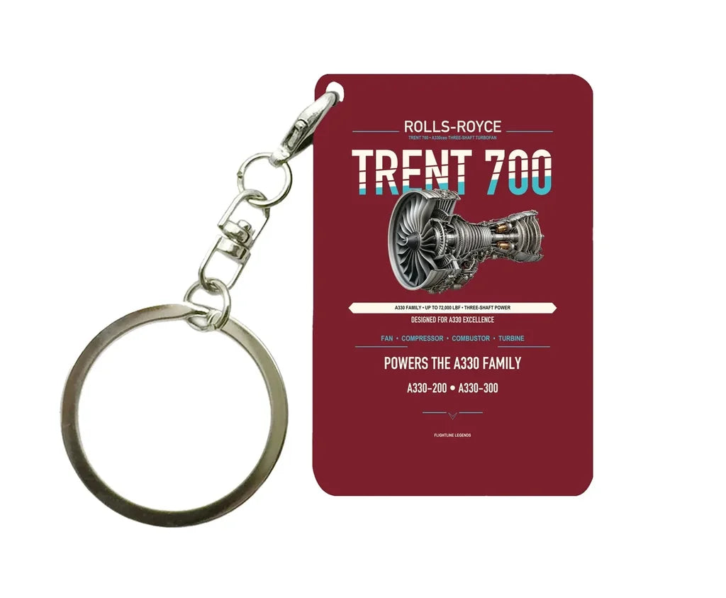 TRENT 700 Key Chain design on dark red key chain