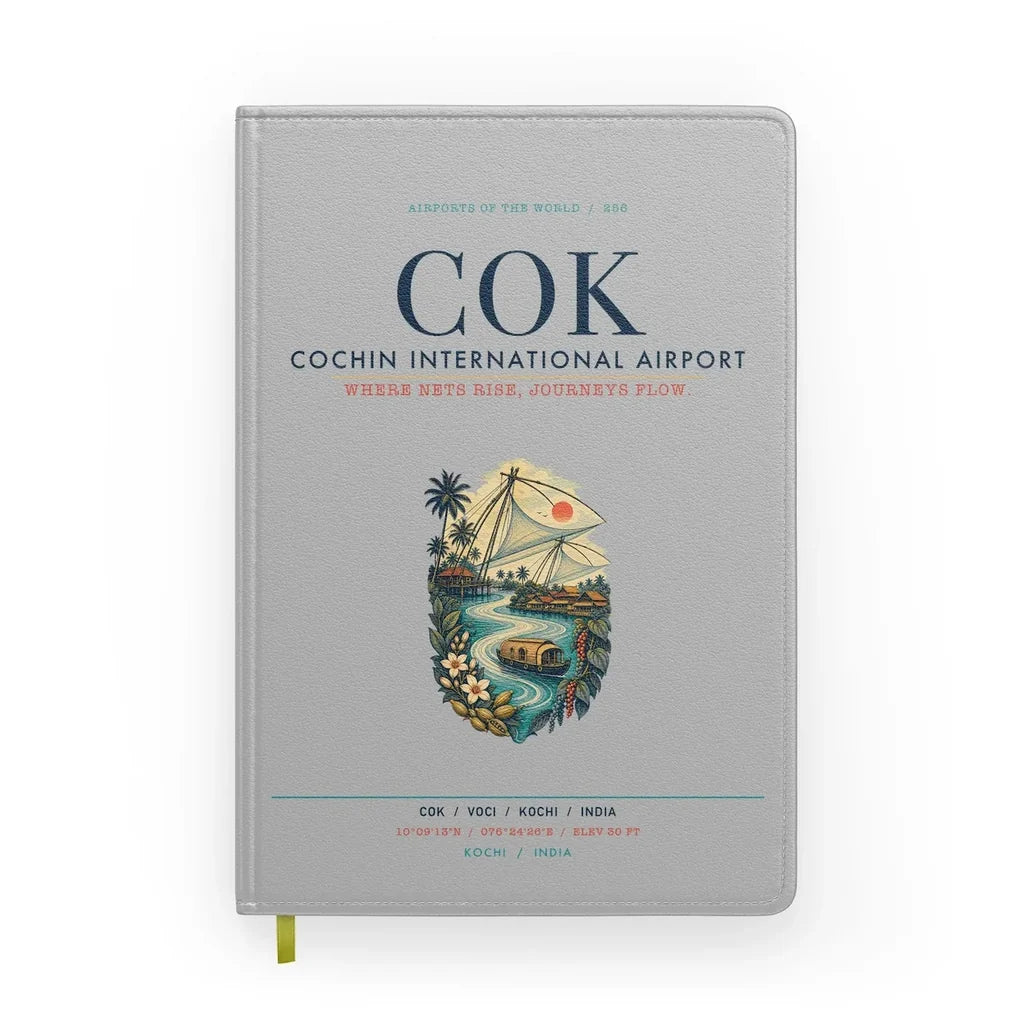 Cochin International Airport Kochi (COK) design on light gray notebook