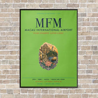 Thumbnail for Macau International Airport MFM vertical canvas print - framed - light green background