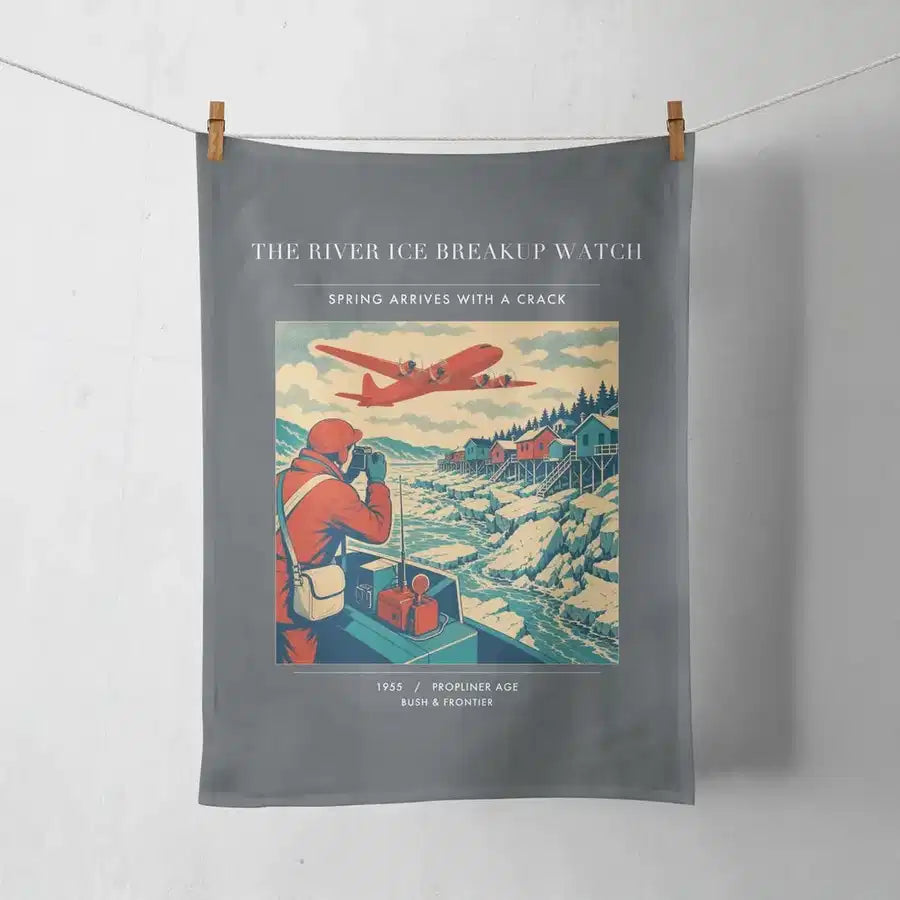 VINTAGE G4491 - The River Ice Breakup Watch - Designed Towels design on gray