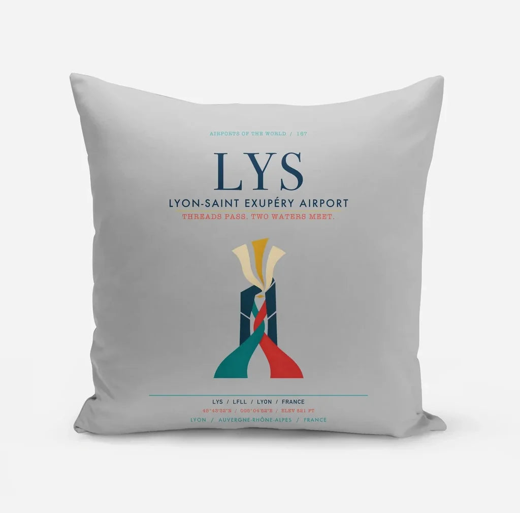 Lyon-Saint Exupéry Airport (LYS) design on light gray pillow