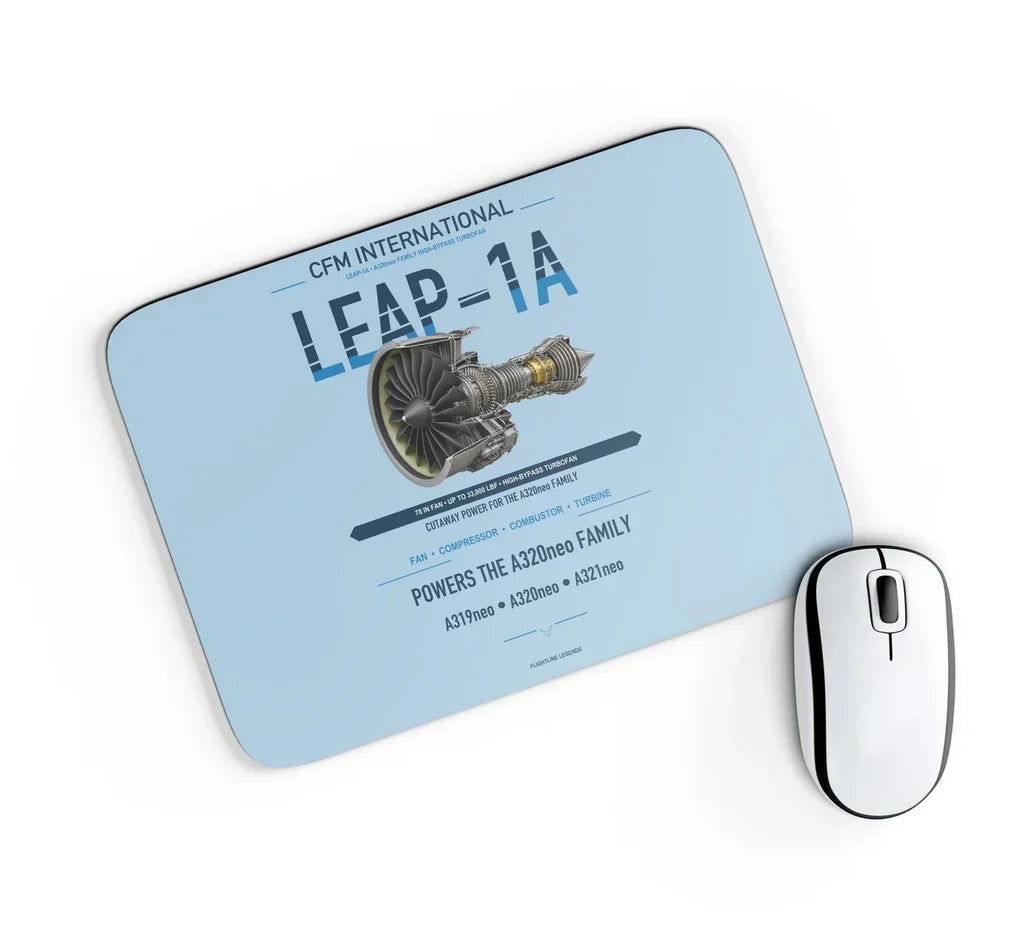 CFM LEAP-1A design on light blue rectangle mouse pad