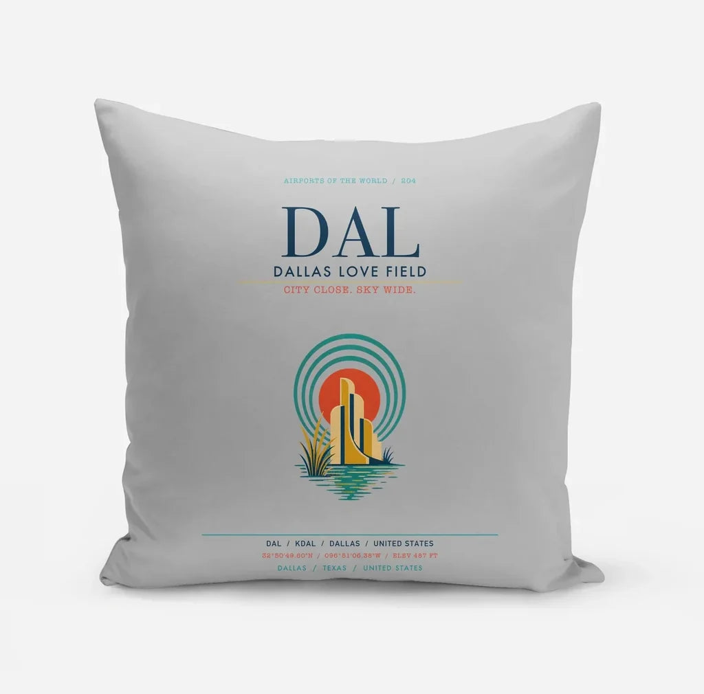 Dallas Love Field (DAL) design on light gray pillow