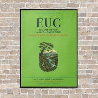 Thumbnail for Eugene Airport Mahlon Sweet Field EUG vertical canvas print - framed - light green background