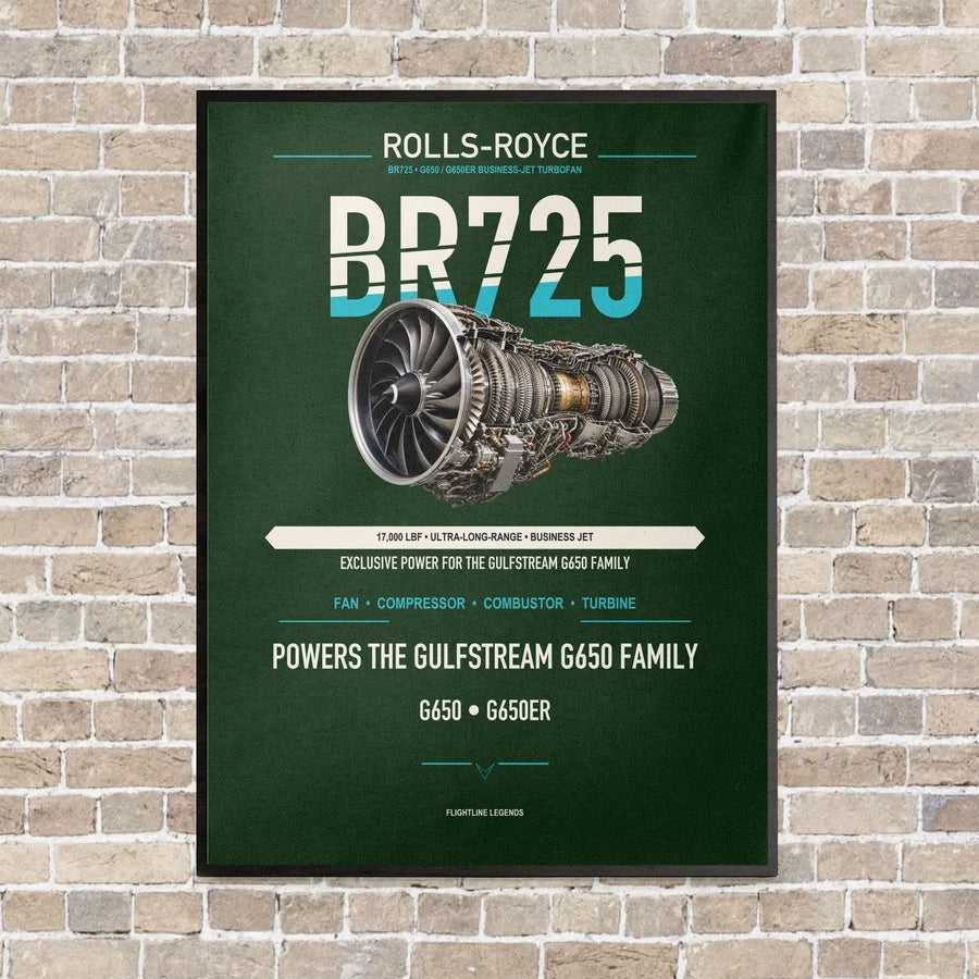 BR725 vertical canvas print - framed - dark green background