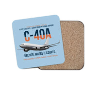 Thumbnail for C-40A Clipper Fleet Logistics Ready design on light blue 1 piece coaster