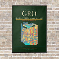 Thumbnail for Girona–Costa Brava Airport GRO vertical canvas print - framed - dark green background