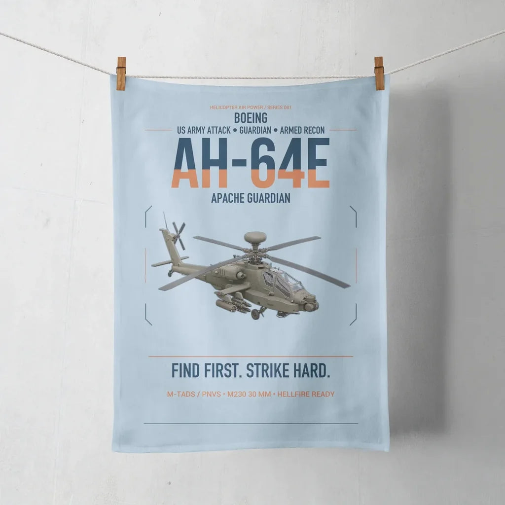 Boeing AH-64E Apache Guardian design on light blue towel