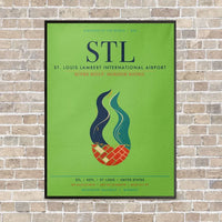 Thumbnail for St. Louis Lambert International Airport STL vertical canvas print - framed - light green background