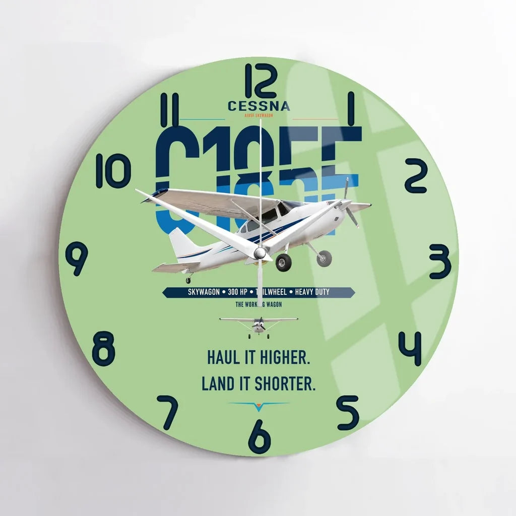 Cessna A185F Skywagon design on light green no frame wall clock