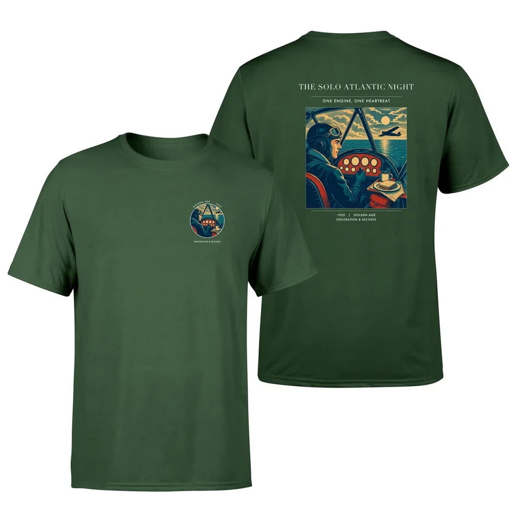 VINTAGE G4294 - The Solo Atlantic Night - Double-Side T-Shirt design on darkgreen double side t shirt