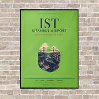 Thumbnail for Istanbul Airport IST vertical canvas print - framed - light green background
